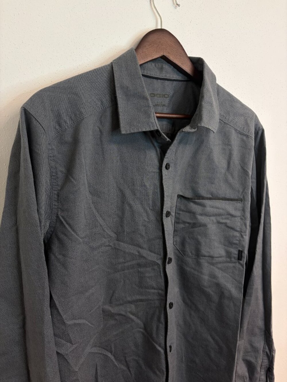 OGIO Men's Gray Button Down Large Long Sleeve Collared Pocket Cotton Business